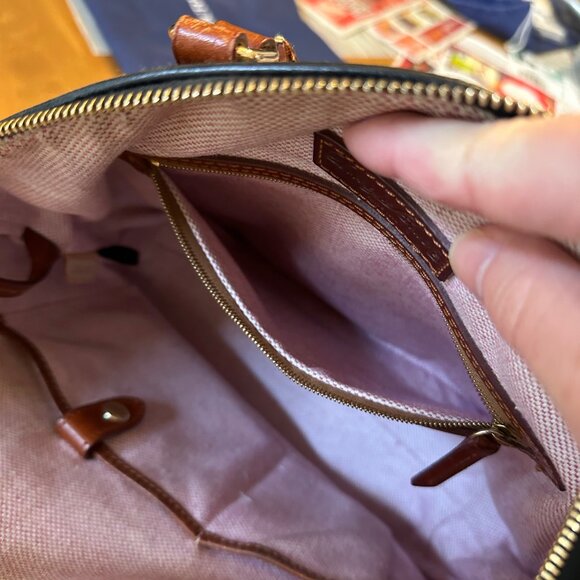 Dooney & Bourke Dillen Pocket Satchel, black pebbled leather, Brown Leather trim - Picture 15 of 15